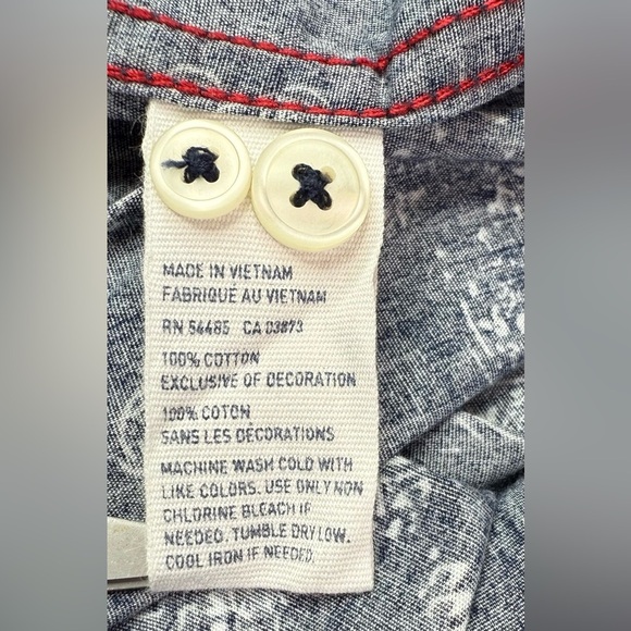 American Eagle Blue Paisley Slim Fit Short Sleeve Preppy Button Up Size XL - Picture 5 of 7